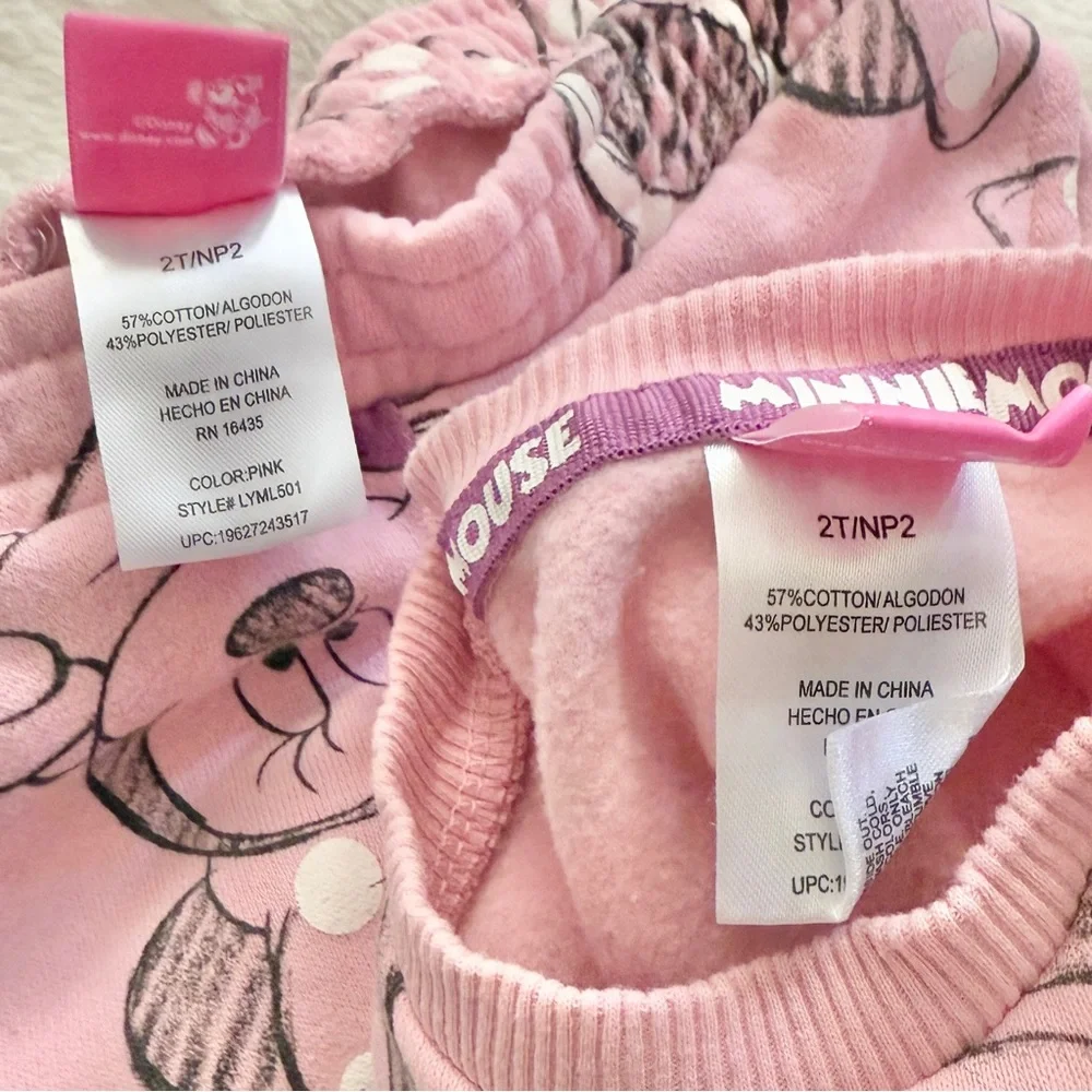 Disney Minnie Mouse Sweatshirt Jogger Set Pink Size 2T